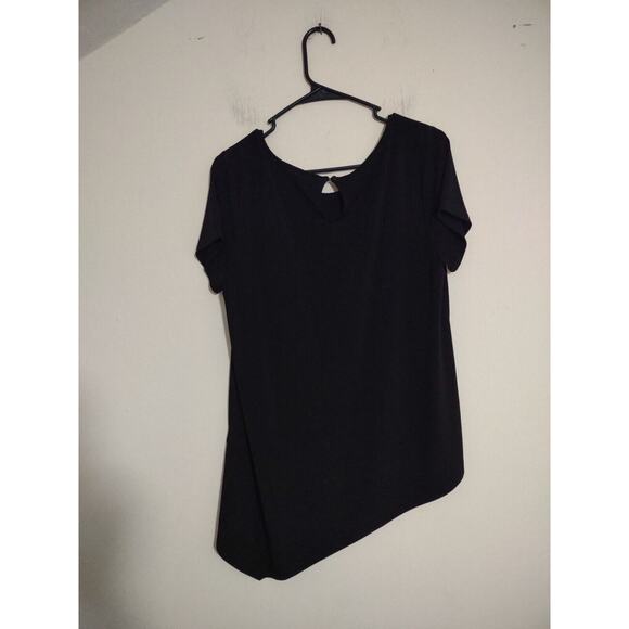 Chico's Black Asymmetrical Slinky Blouse Size Medium - Picture 4 of 7